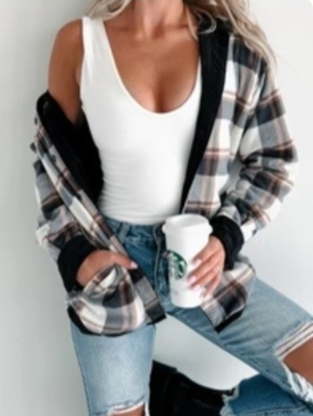 Plaid/Corduroy Reversible Shirt Jacket